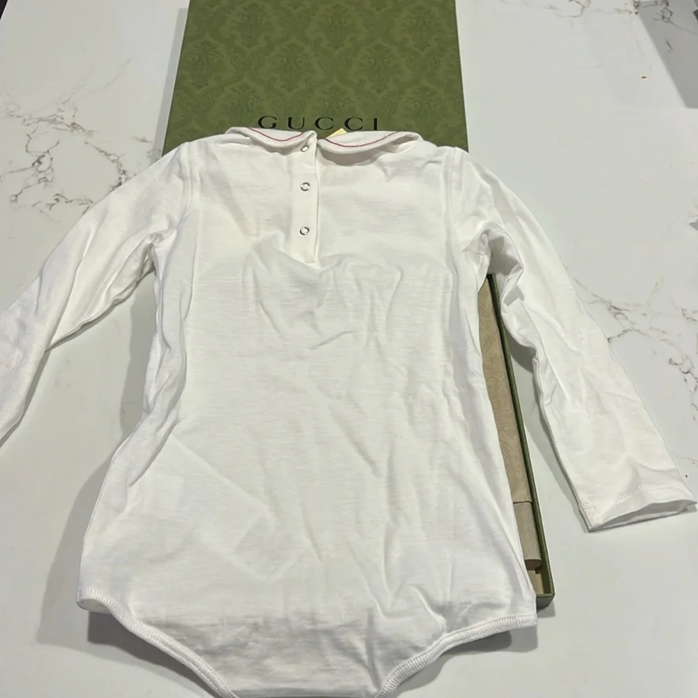 GUCCI Baby Bodysuit Jersey with collar white red - Picture 4 of 6